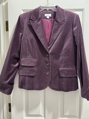 Ann Taylor Loft deep plum velvet blazer